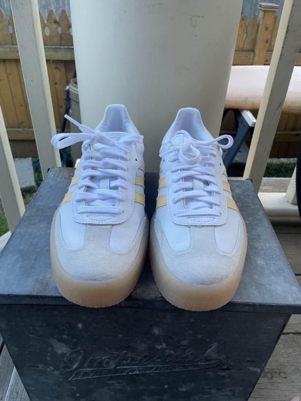 Women's Sambae Platform Shoes Sneakers Size 10 Yellow/Tangerine Stripes - Picture 7 of 11